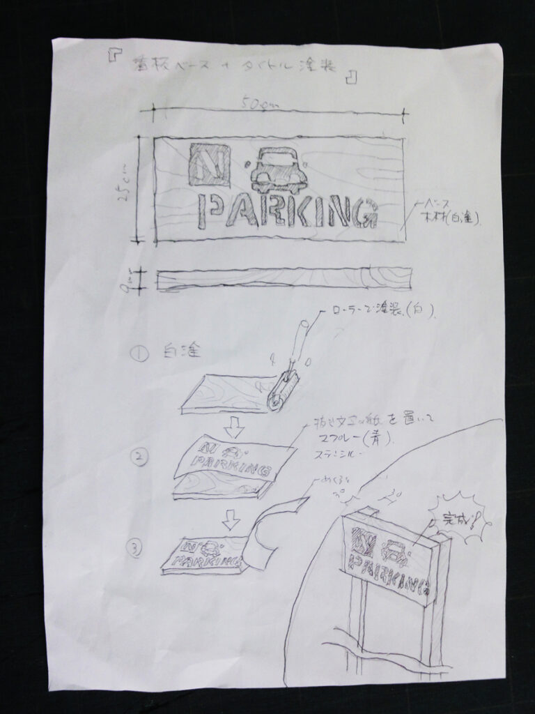 手作り駐車場看板の設計図